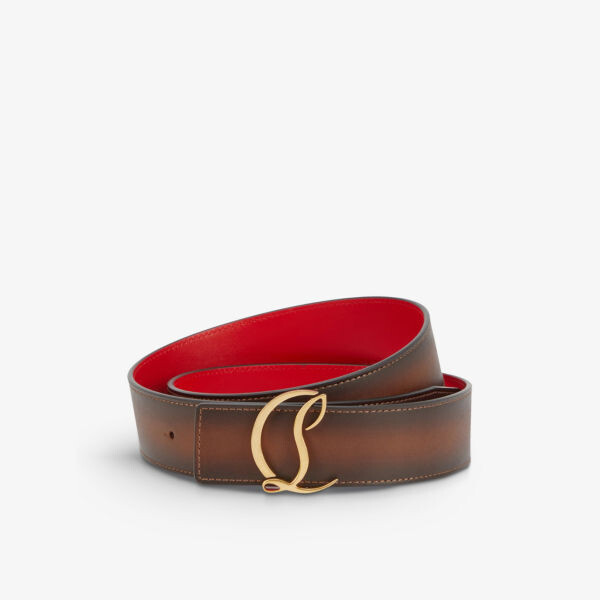 

Кожаный ремень с пряжкой с логотипом Christian Louboutin, желтый