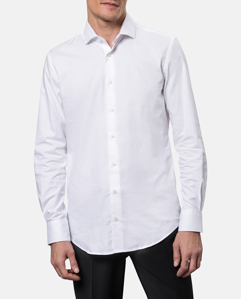 цена Однотонная мужская белая рубашка из твила стрейч City NOS Pierre Cardin, белый