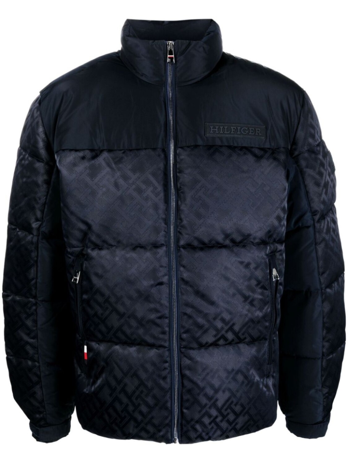 

Tommy Hilfiger жаккардовый пуховик с капюшоном и монограммой, синий