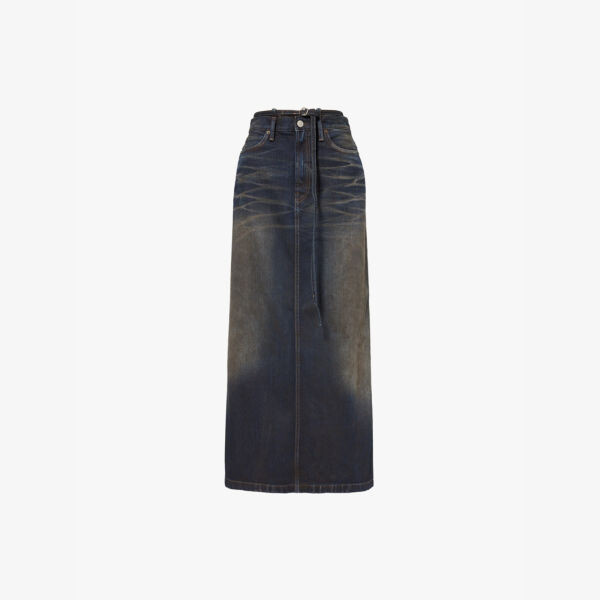 

Длинная юбка из денима Vintage-Wash средней посадки, классического кроя Acne Studios, синий