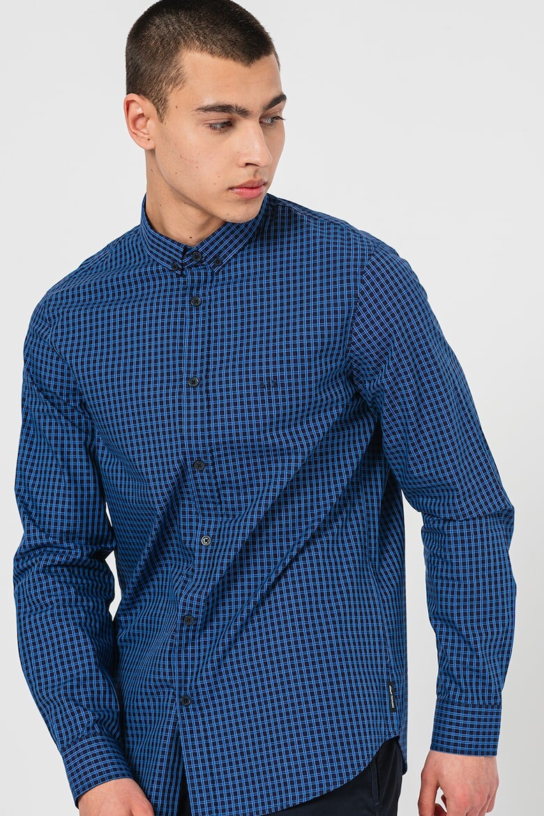 

Клетчатая оксфордская рубашка Armani Exchange, синий