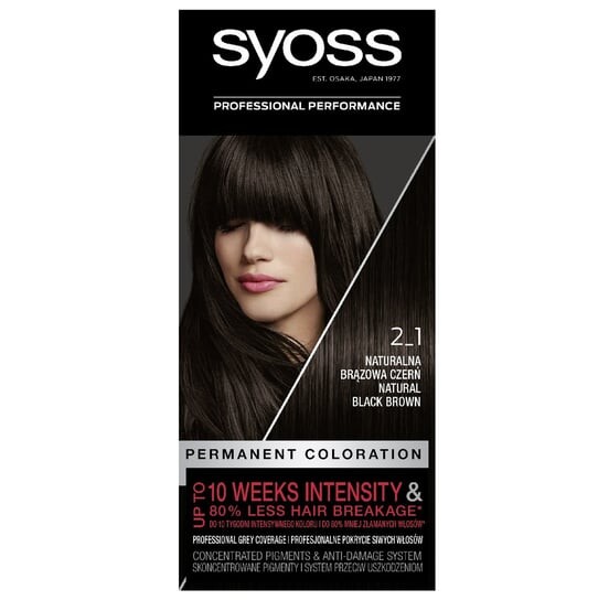 

Стойкая краска для волос, 2_1 Natural Brown Black Syoss, Permanent Coloration