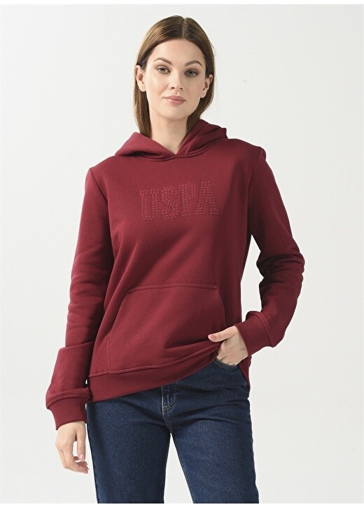 

Красная женская толстовка с воротником с капюшоном U.S. Polo Assn., Красный