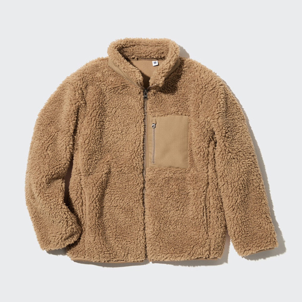 

Куртка Uniqlo ветрозащитная флисовая на молнии, темно-бежевый