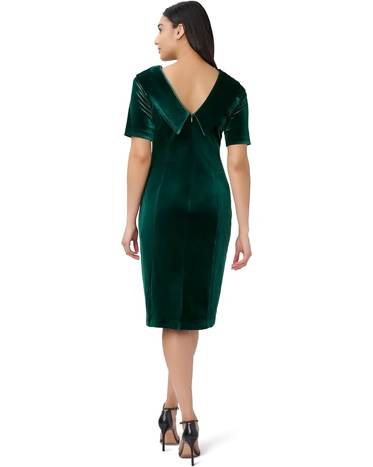 

Платье Adrianna Papell Short Sleeve Roll Neck Velvet Sheath Dress, цвет Hunter