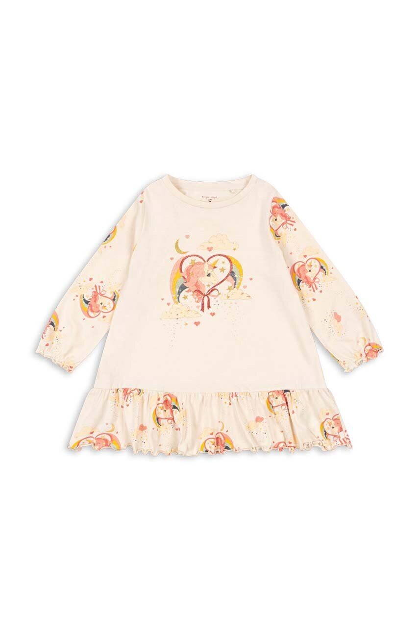 

Хлопковое платье Konges Sløjd для девочки GIO DRESS GOTS, бежевый
