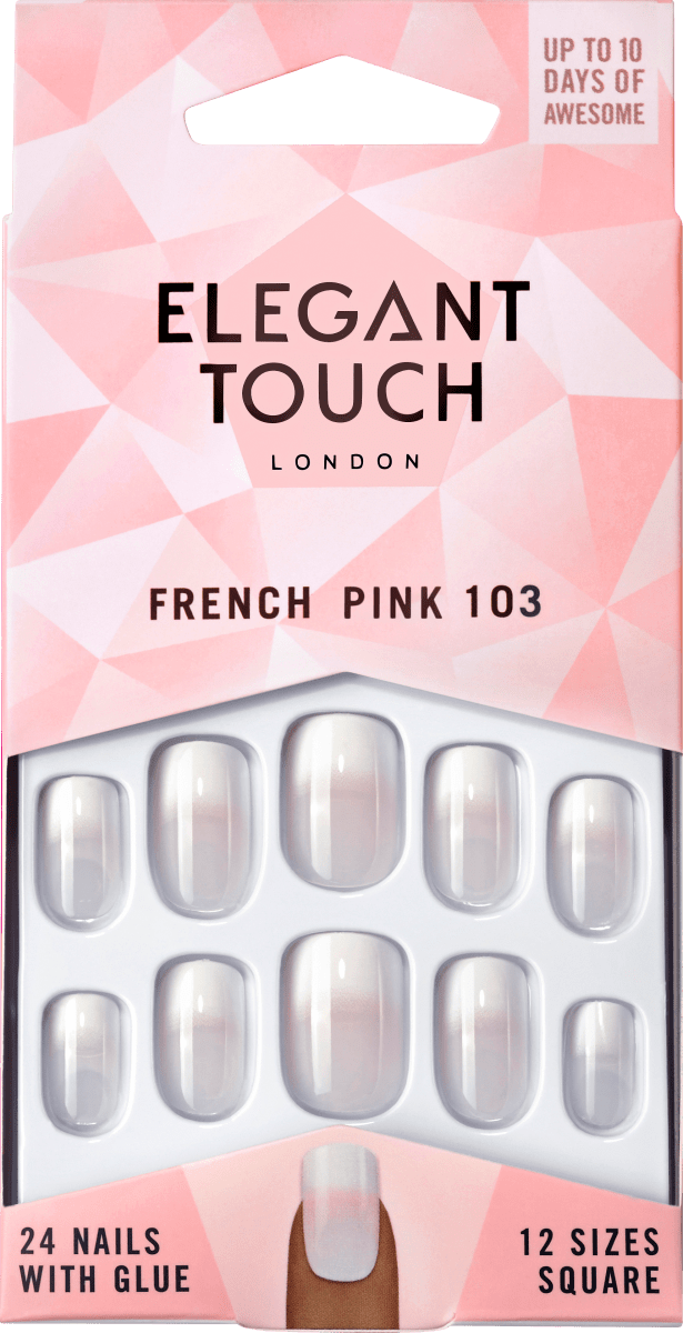 цена Накладные ногти French Nails 103 Pink 103 24 шт. Elegant Touch