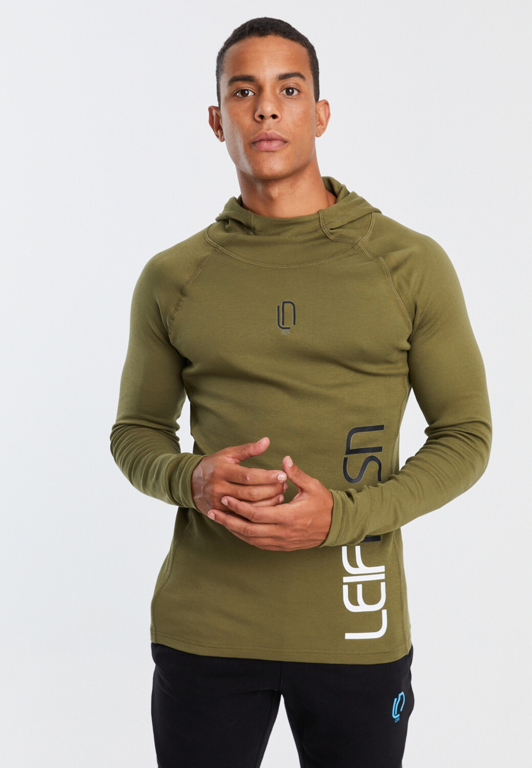 

Толстовка Leif Nelson Herren Gym Kapuze LN 8287, хаки-черный