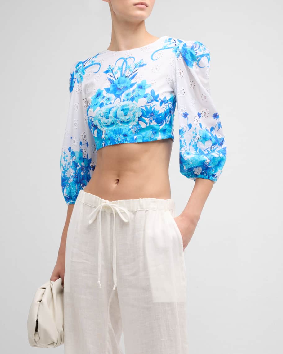 

Укороченный топ Rhea Broderie Anglaise с пышными рукавами Borgo de Nor