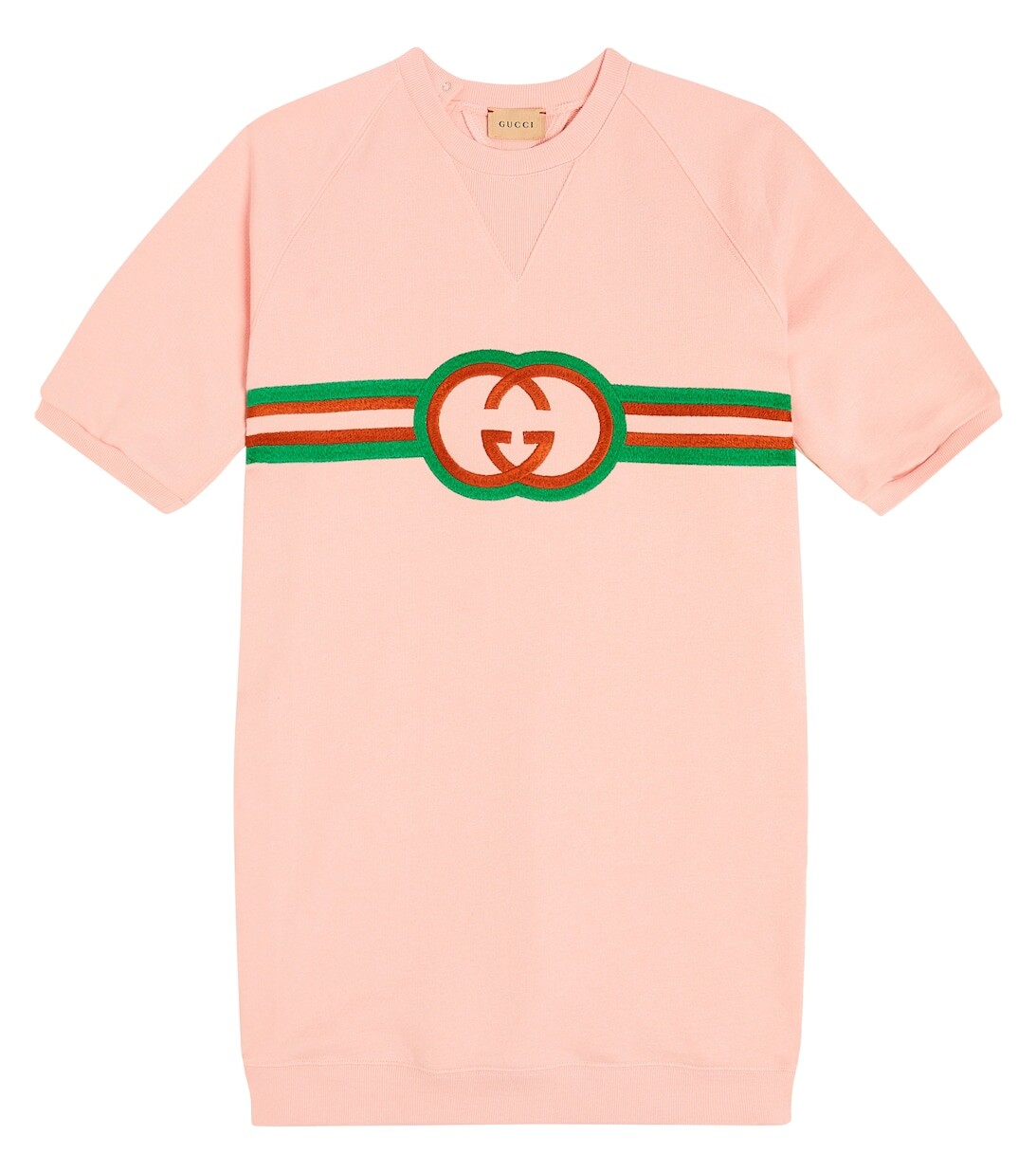 Хлопковое платье с вышивкой Interlocking G Gucci, розовый