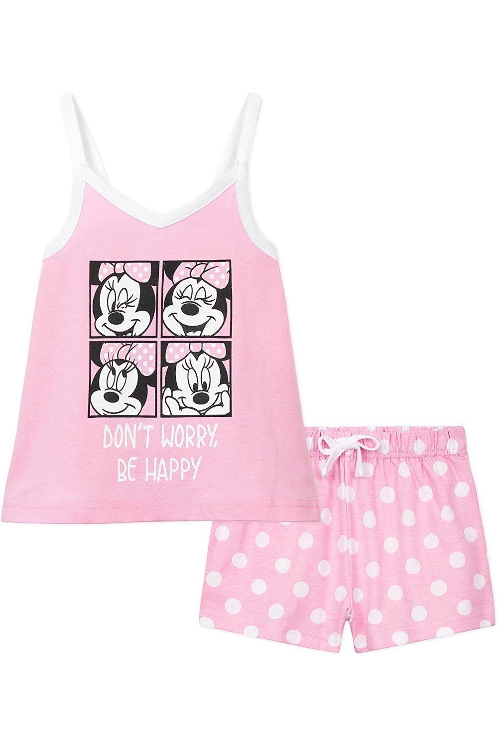 Короткий пижамный комплект с Минни Маус Disney, розовый набор из 3 футболок для девочек минни маус и дейзи лав disney мультиколор