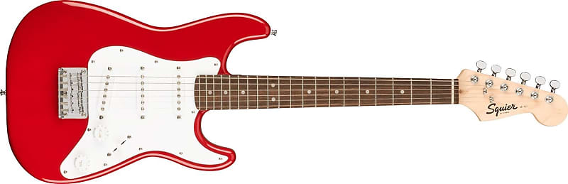 miyoo mini v2 желтый Электрогитара Squier Mini Stratocaster Electric Guitar, Dakota Red, Laurel Fingerboard