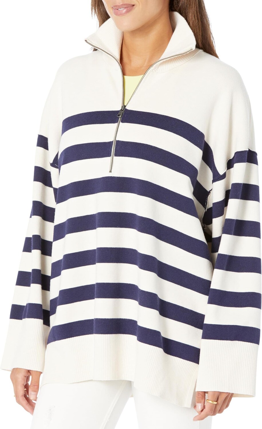 

Пуловер в прибрежную полоску Free People, цвет Champagne Navy