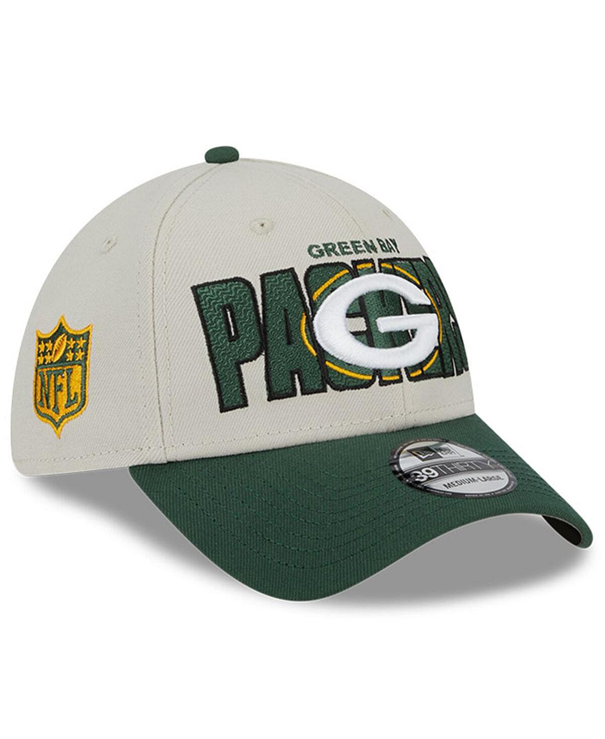Мужская кепка Stone, зеленый Green Bay Packers NFL Draft 2023 39THIRTY Flex Hat New Era