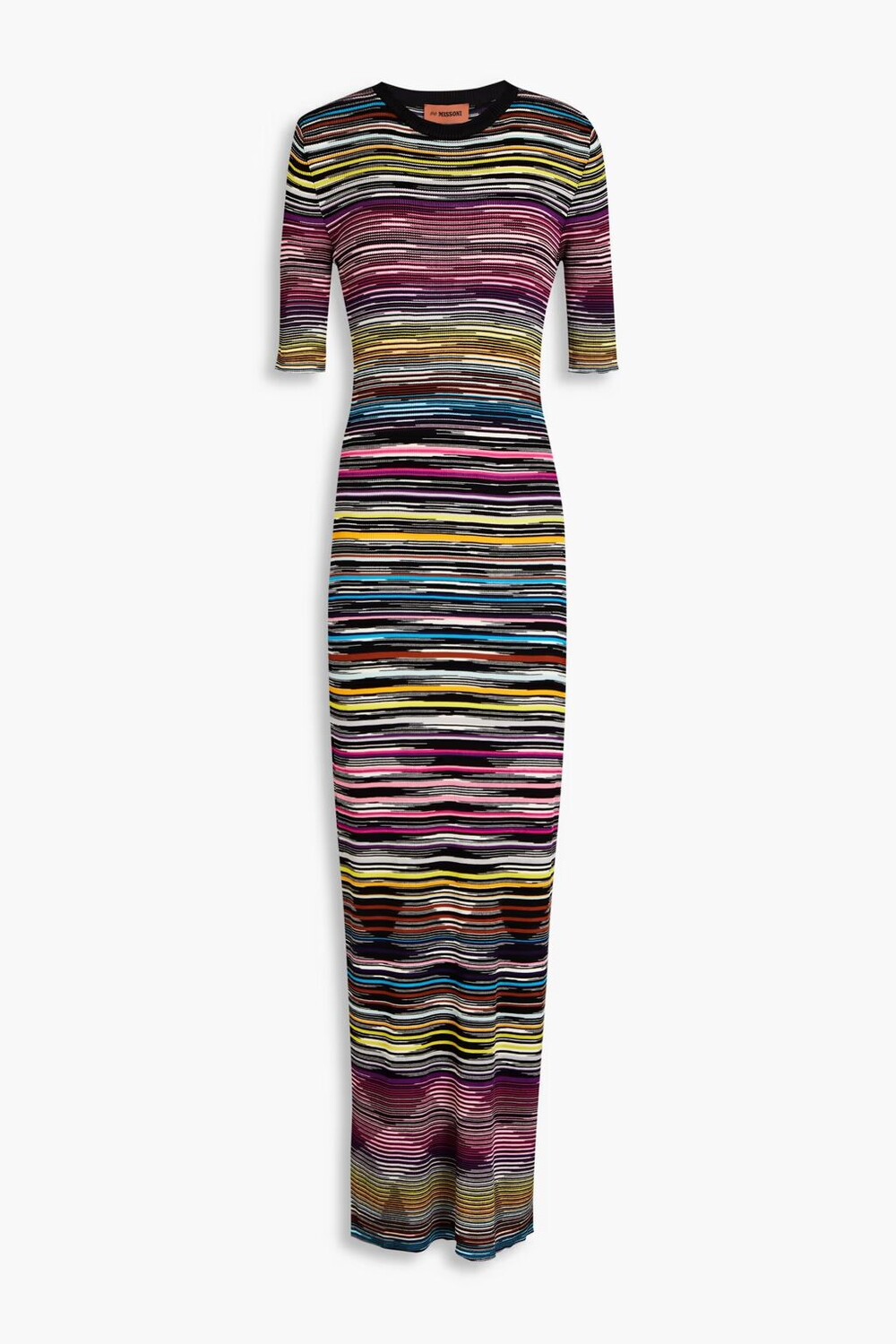 

Платье макси из смесовой шерсти в рубчик космического цвета Missoni, черный