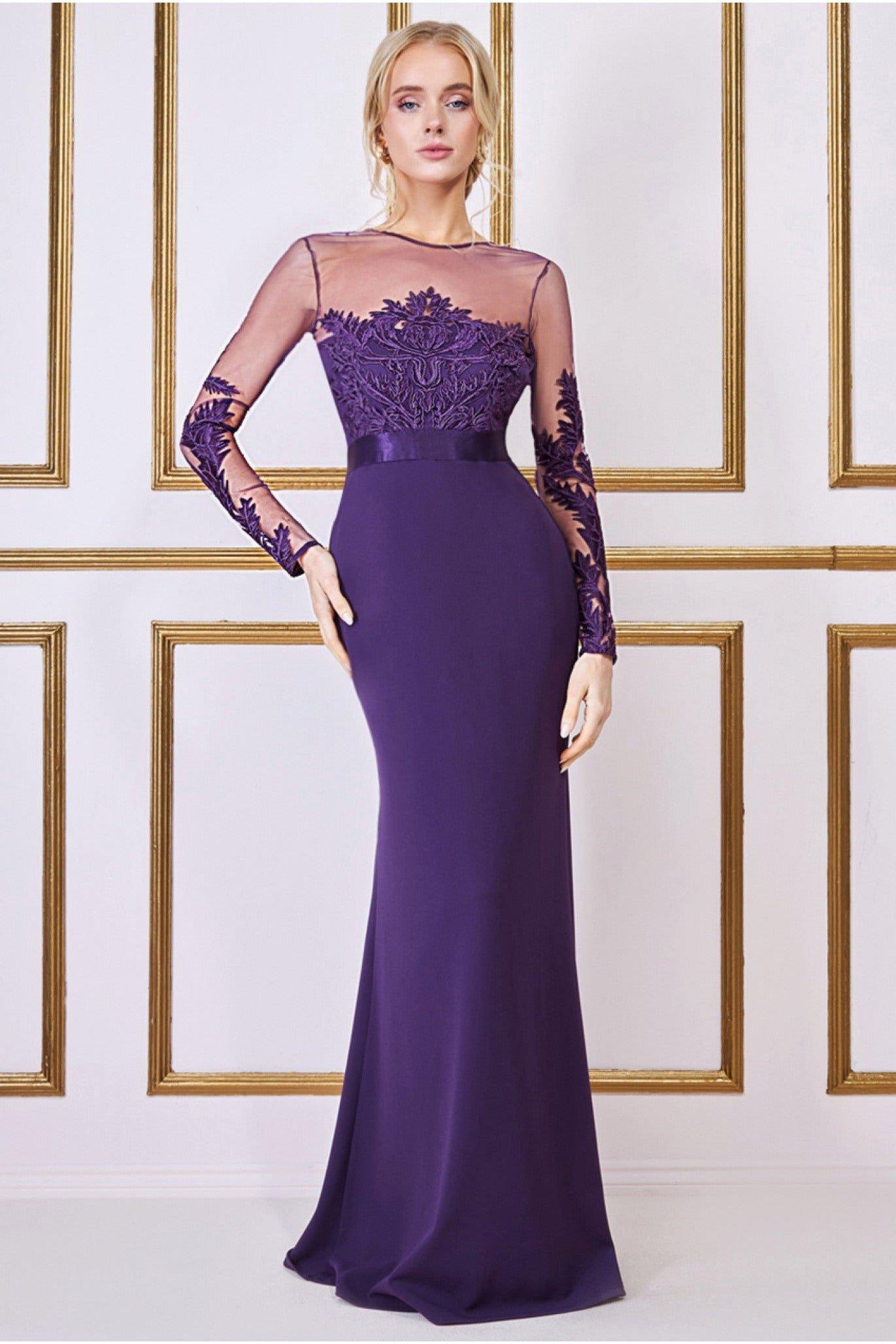 Вышитая сетка и акваланг макси Goddiva, фиолетовый свадебное платье невесты юбка со шлейфом юбка комбинация с 2 обручами эластичная талия шнурок регулируемая юбка рыбий хвост