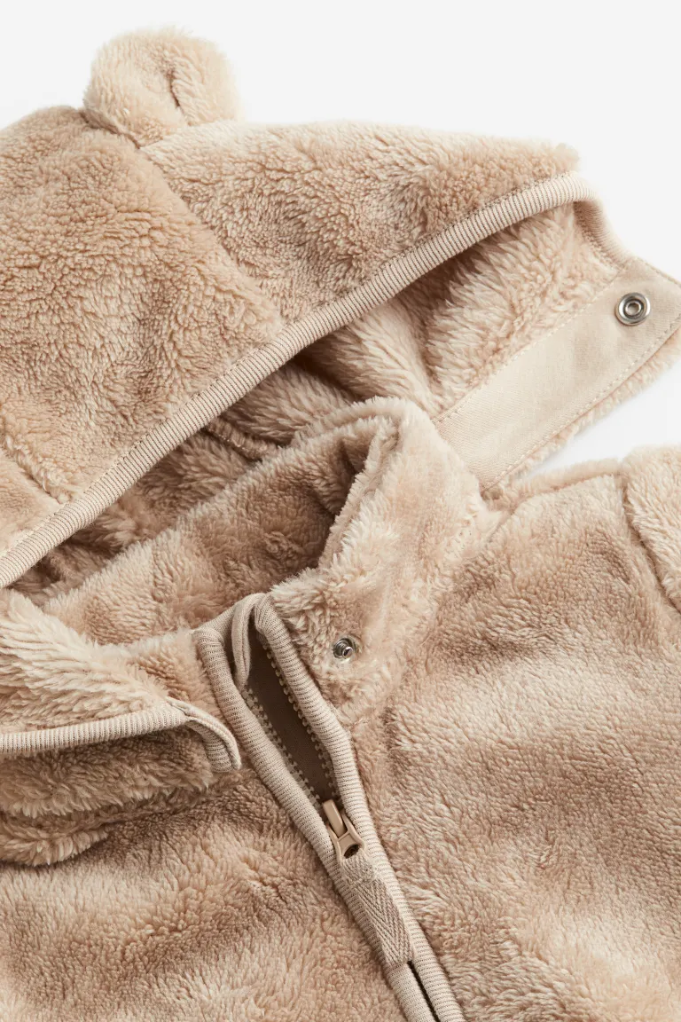 

Флисовая куртка с капюшоном teddy H&M, бежевый