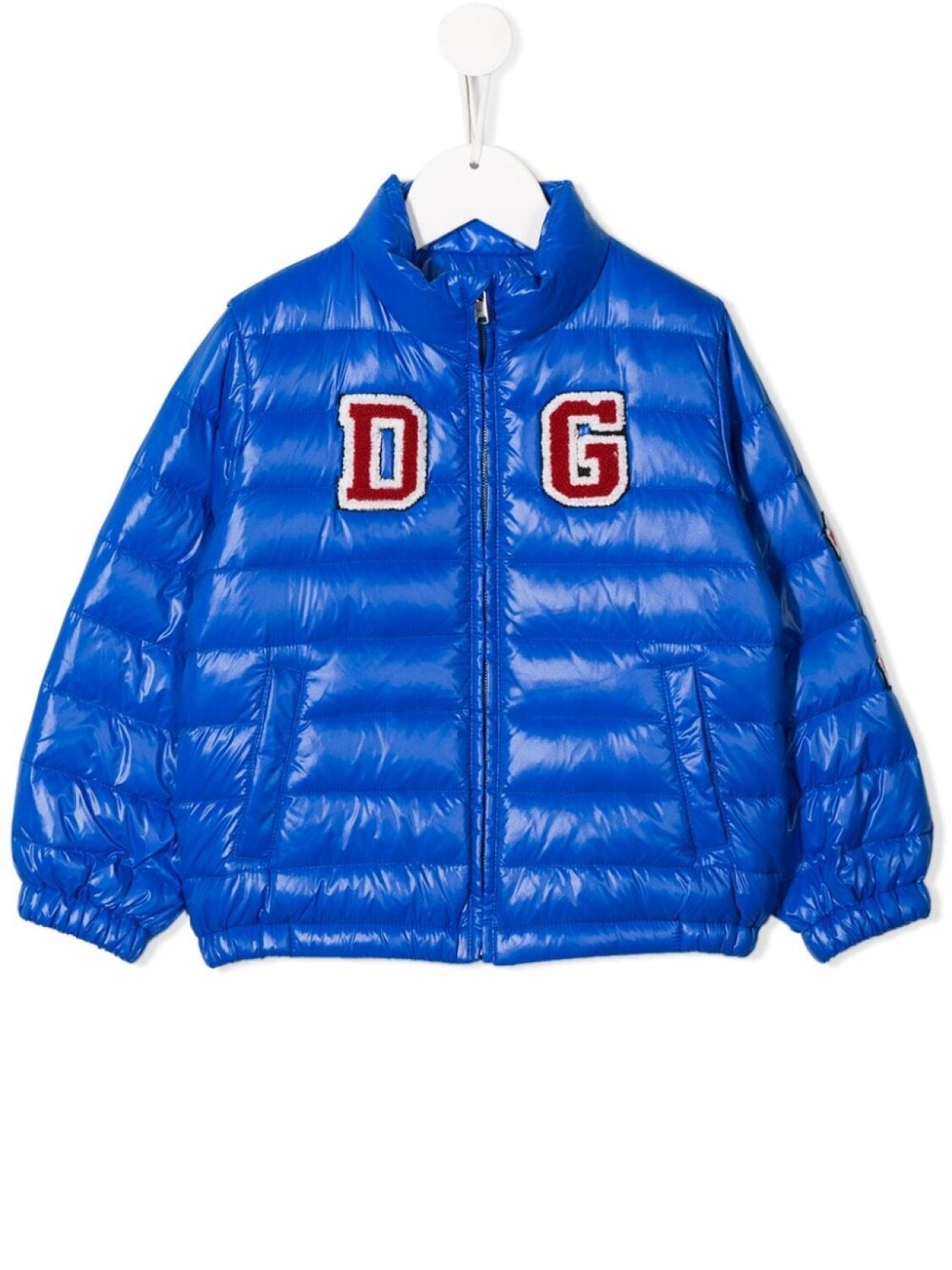 

Dolce & Gabbana Kids пуховик с нашивкой-логотипом, синий