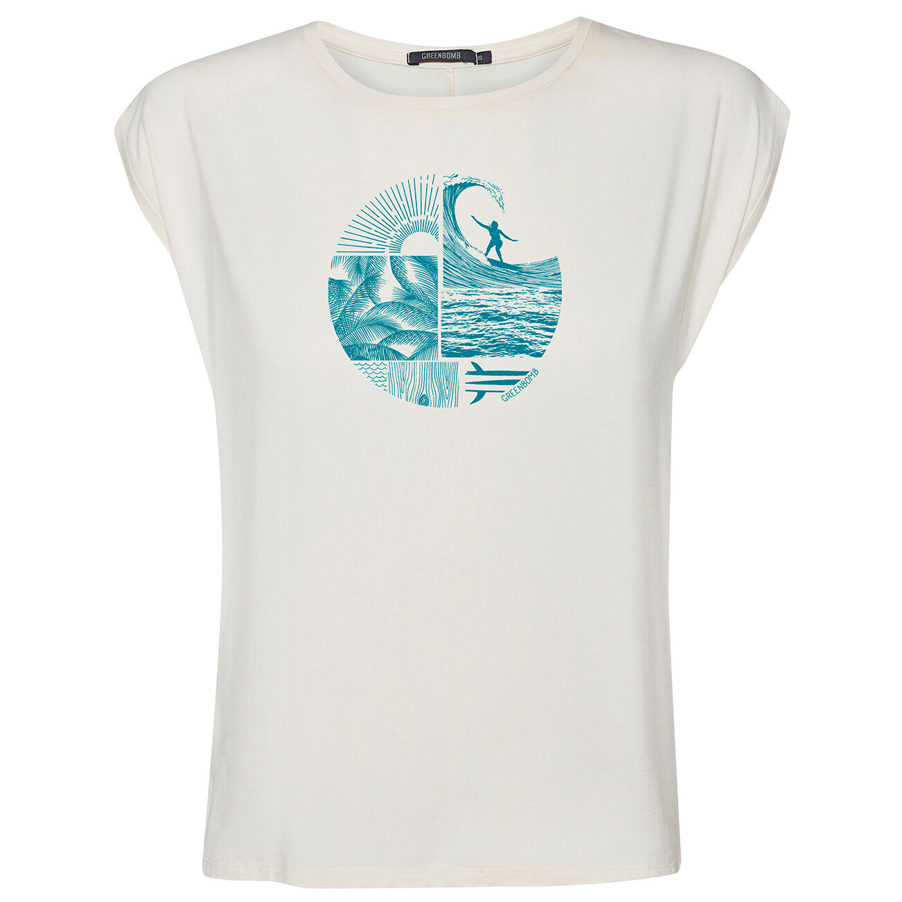 

Футболка Greenbomb Women's Nature Surf Circle Timid Tops, цвет Creme White