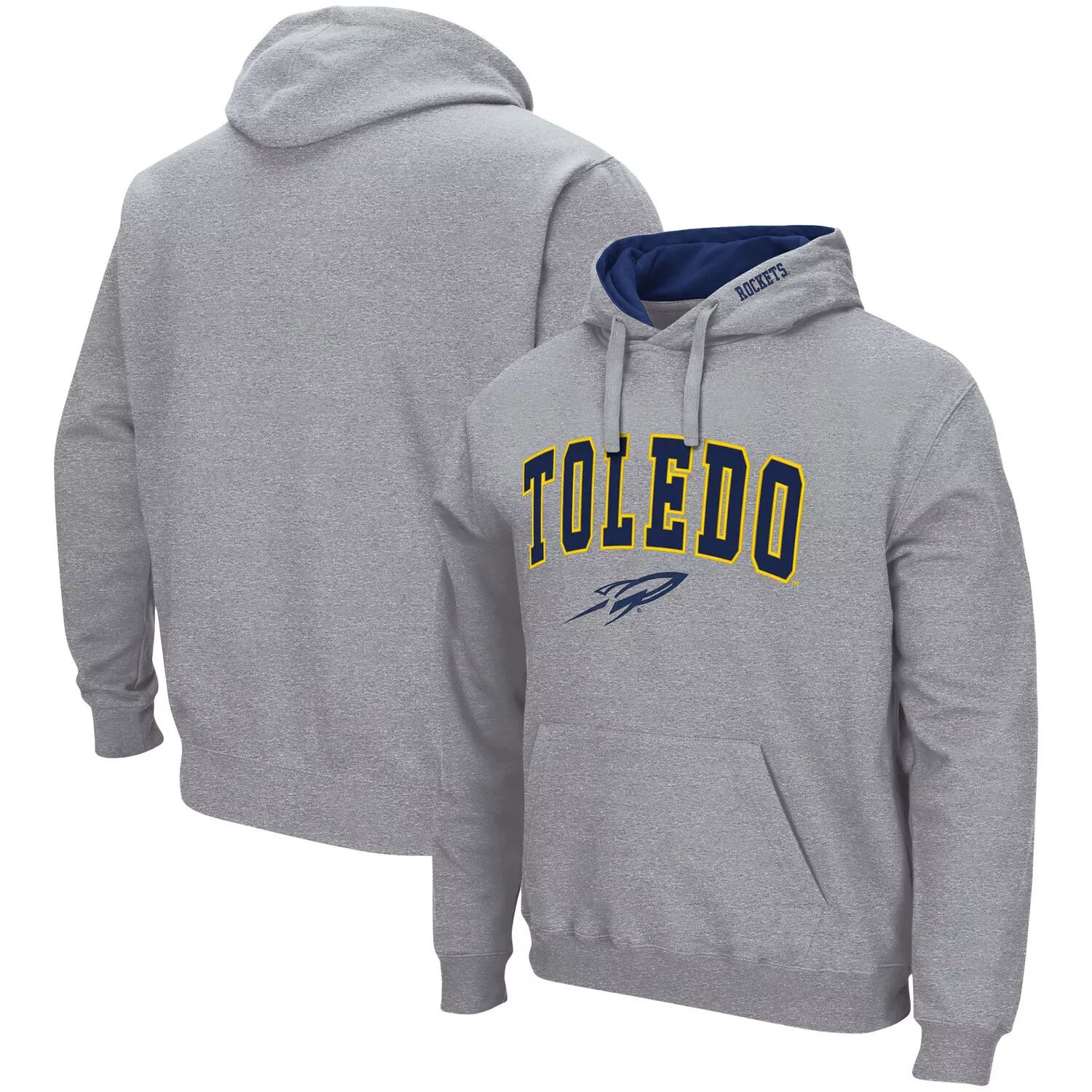 Мужской серый пуловер с капюшоном Toledo Rockets Arch и Logo Colosseum