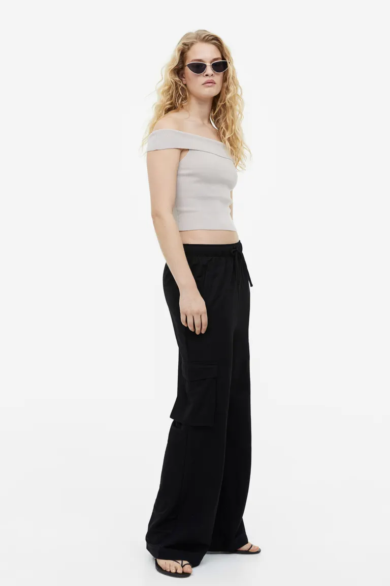 

Брюки-карго на резинке H&M, черный