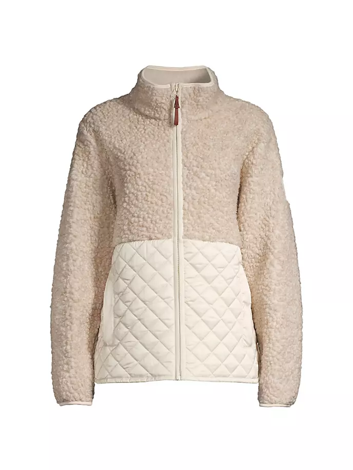 

Стеганая флисовая куртка из шерпа Tory Burch, цвет natural heather