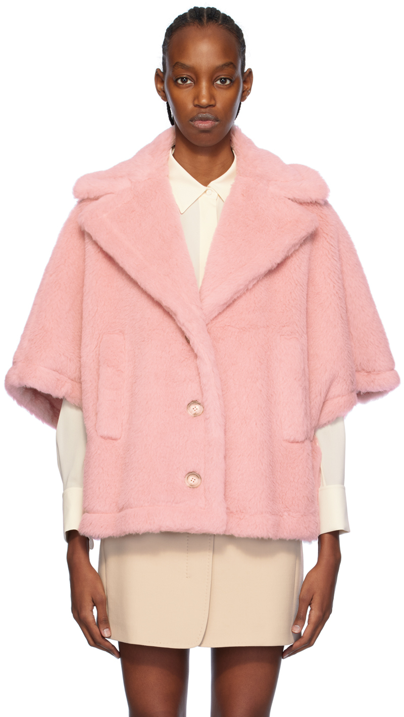 Розовое пальто из искусственного меха Aleggio Max Mara