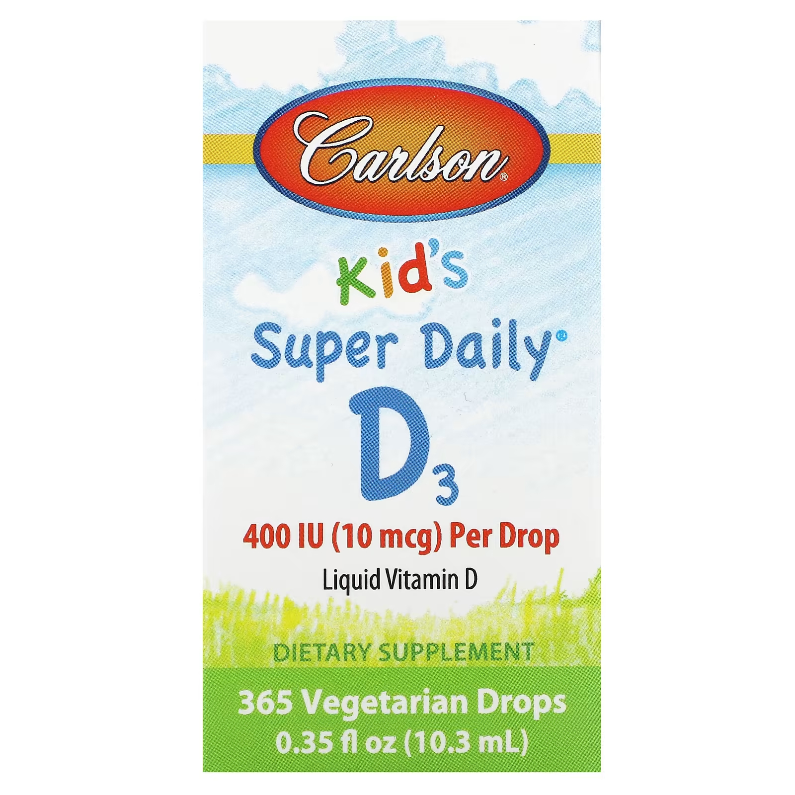 Витамин D в жидкой форме Carlson Kids Super Daily D3 10 мкг, 365 растительных капель