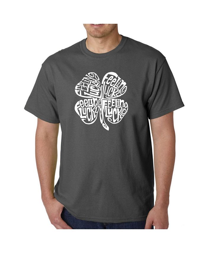 Мужская футболка с рисунком Word Art — Feeling Lucky LA Pop Art, серый