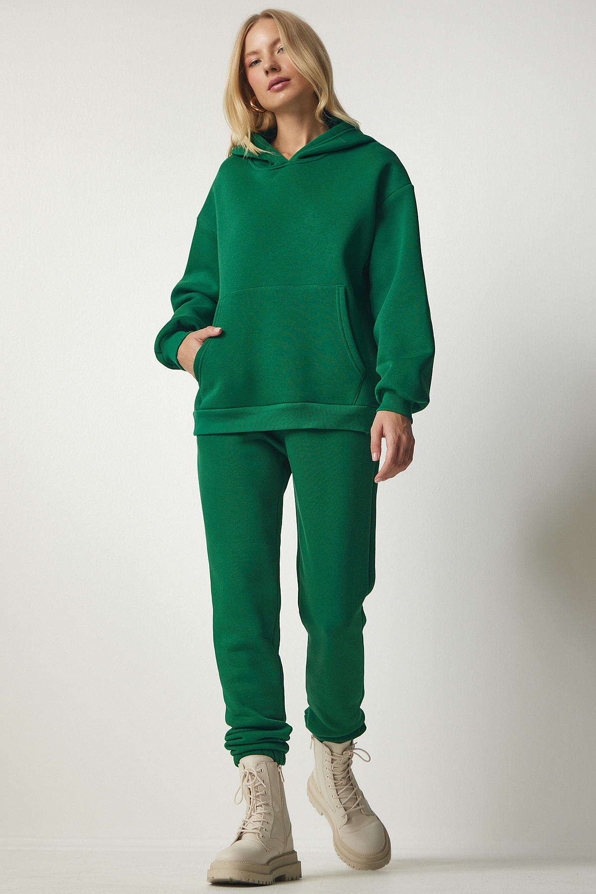 Комплект спортивного костюма - Зеленый - Классический крой Happiness İstanbul, зеленый happiness