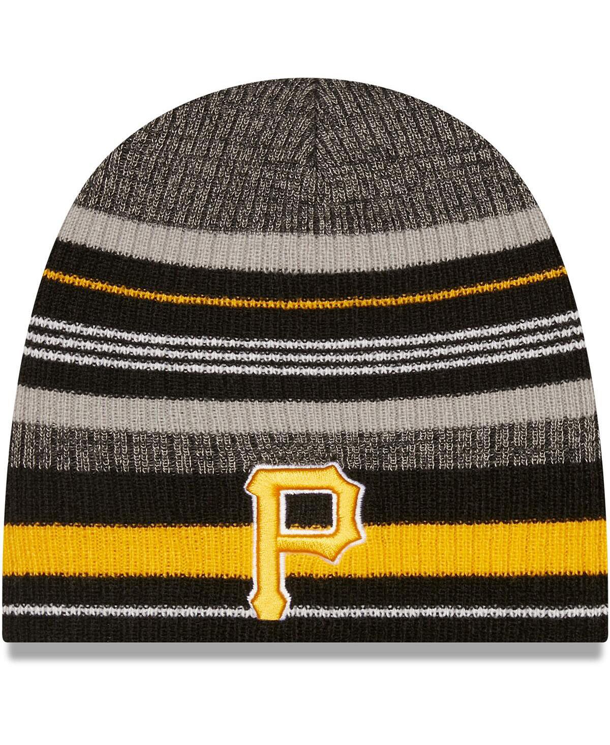 

Мужская черная полосатая шапка-бини Pittsburgh Pirates New Era