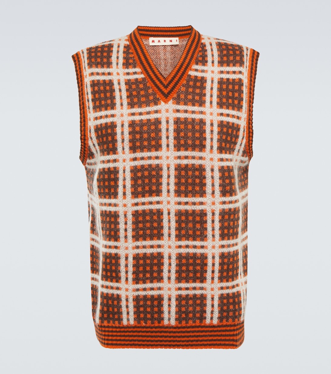 

Жилет из смесовой шерсти в клетку Marni, красный