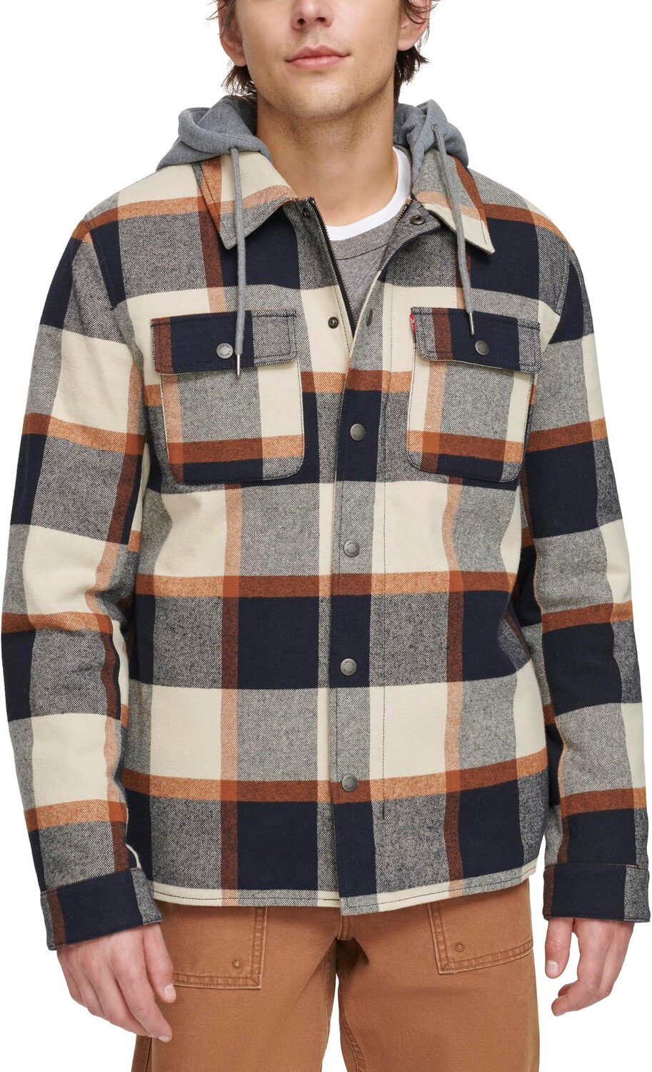 

Куртка Washed Cotton Shirt Jacket with A Jersey Hood and Sherpa Lining Levi's, цвет Skateboard Plaid (BWP)