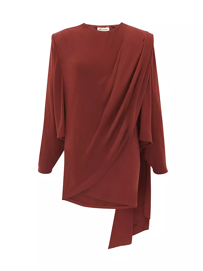 Драпированное платье из шерстяного трикотажа Saint Laurent, красный
