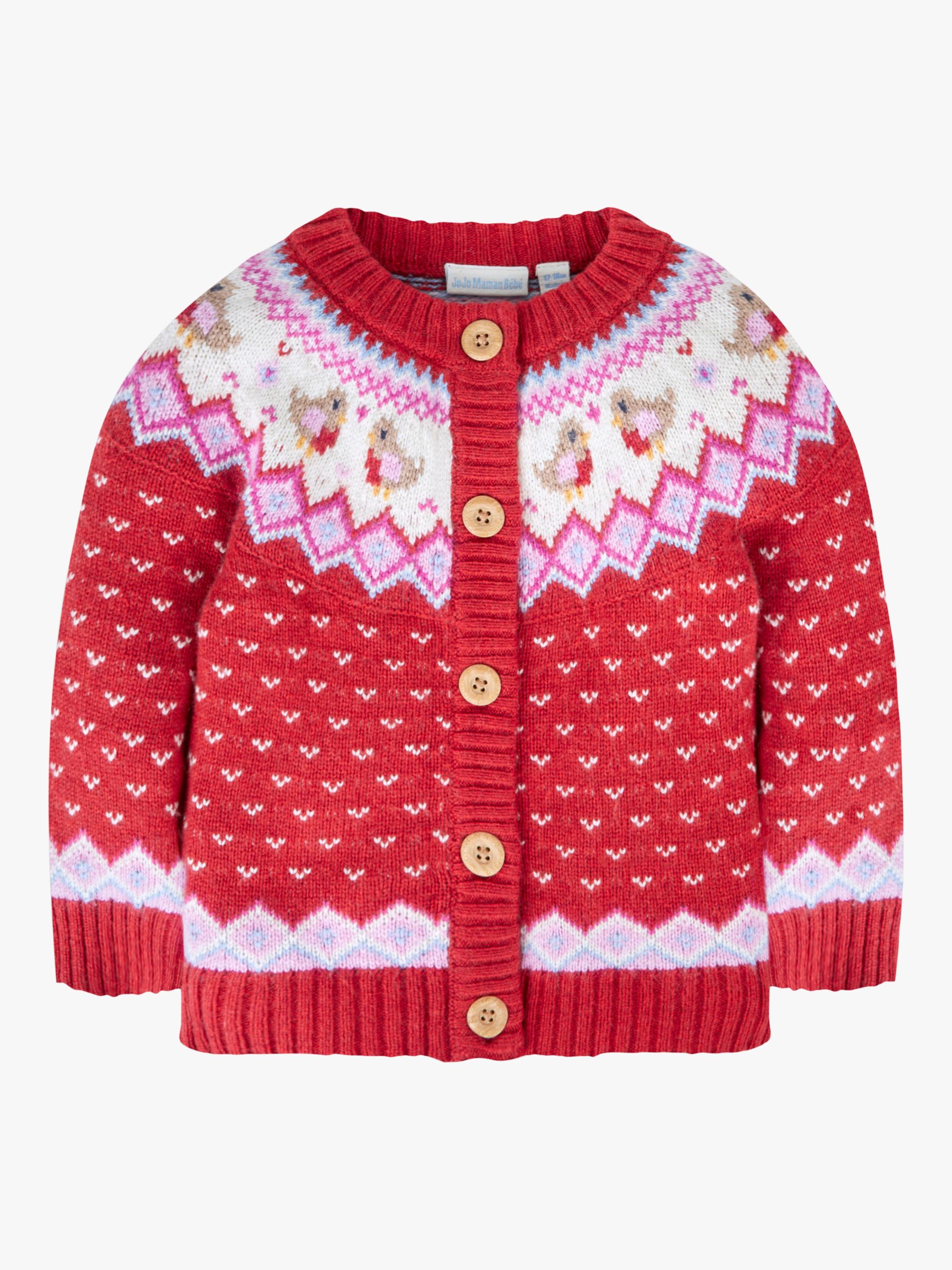 

Кардиган Baby Christmas Robin Fair Isle JoJo Maman Bébé, красный