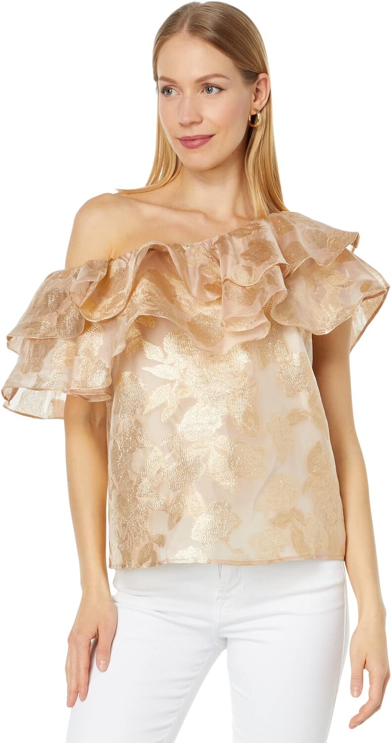 

Топ Trixie на одно плечо с рюшами Lilly Pulitzer, цвет Gold Organza Brocade