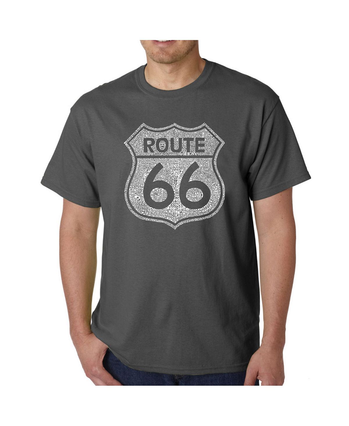 Мужская футболка с рисунком Word Art — Route 66 LA Pop Art
