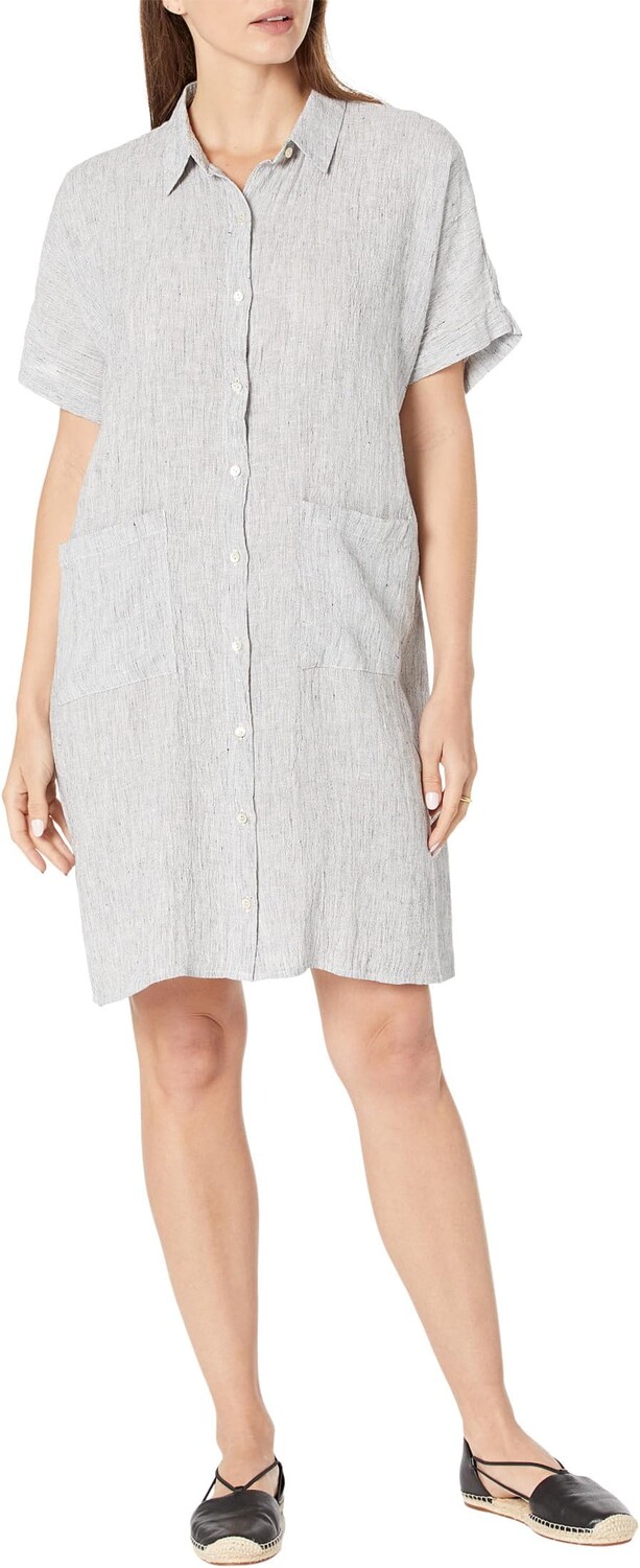 

Миниатюрное платье длиной до колена с короткими рукавами Eileen Fisher, белый