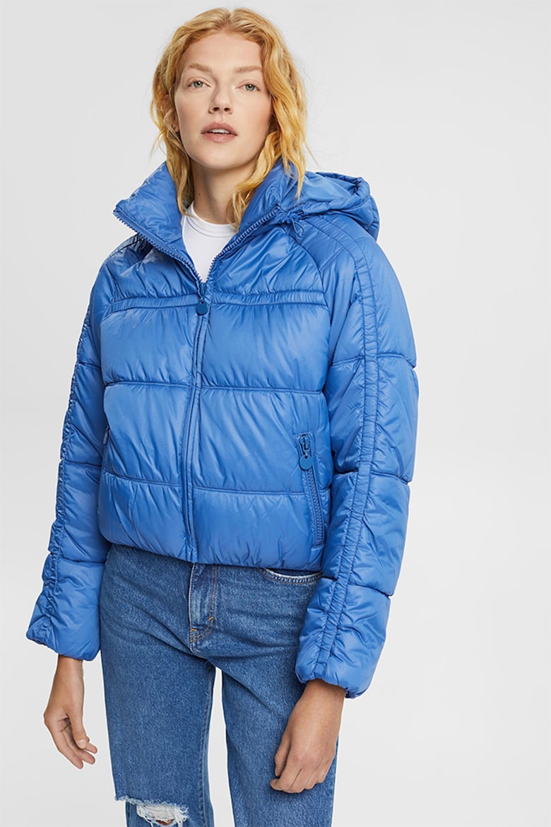 короткая утепленная зимняя куртка со съемным капюшоном edc by esprit бежевый Короткая утепленная зимняя куртка со съемным капюшоном Edc By Esprit, синий