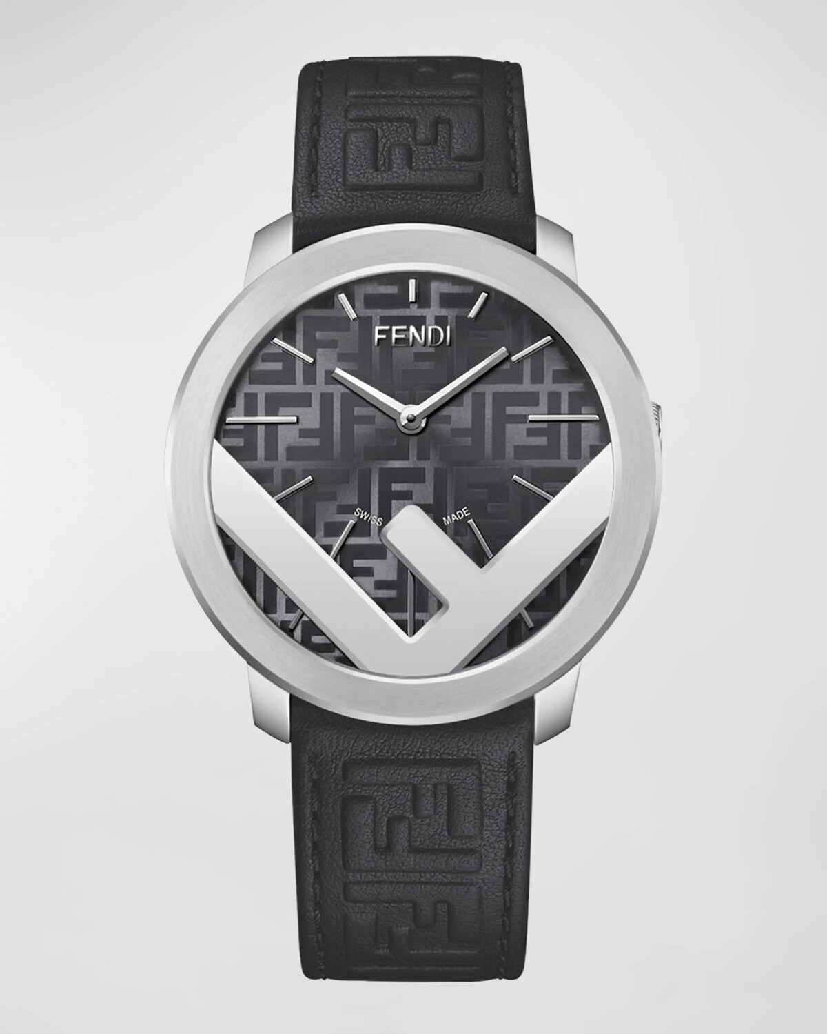 

Мужские часы F Is Fendi с кожаным ремешком, 41 мм, цвет Nero