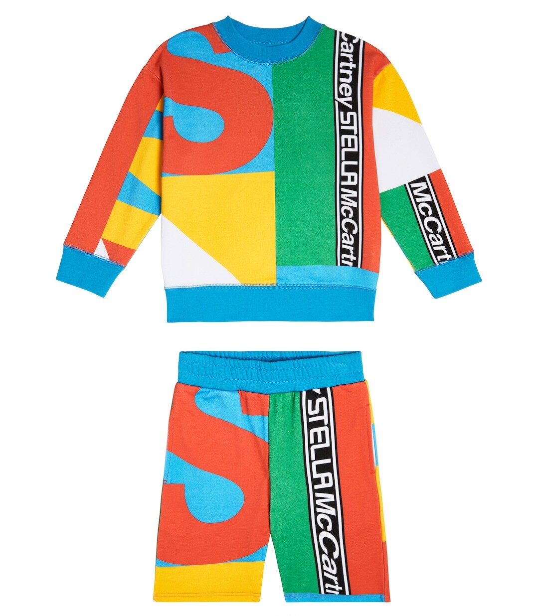 

Хлопковая толстовка и шорты с принтом Stella McCartney Kids, разноцветный