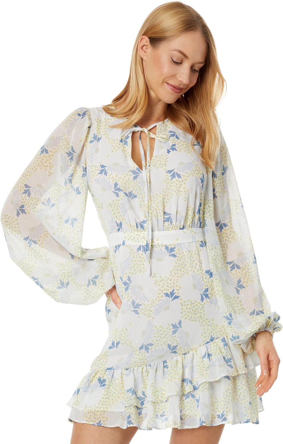 

Мини-платье Suziiee с талией и асимметричными оборками Ted Baker, цвет Sky Blue