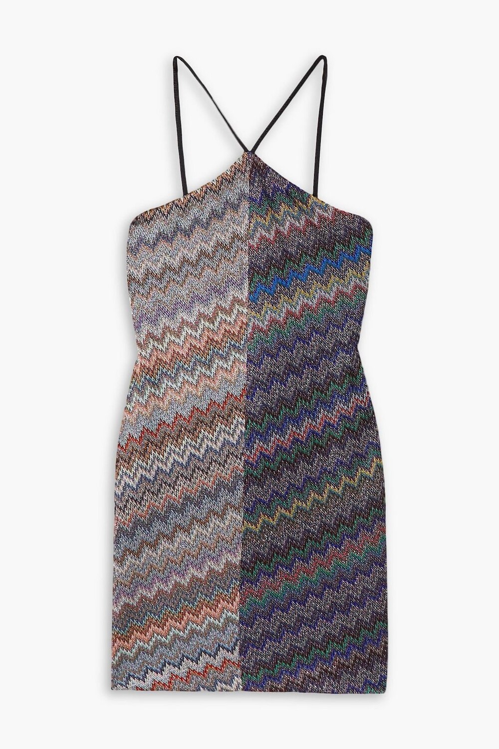

Мини-платье крючком в металлизированную полоску MISSONI, серебряный