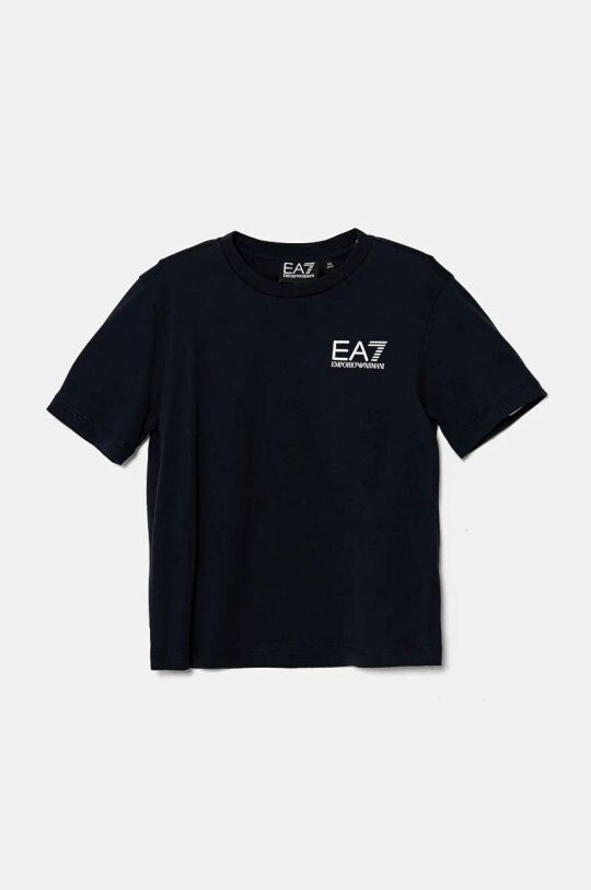 

Детская хлопковая футболка EA7 Emporio Armani, темно-синий