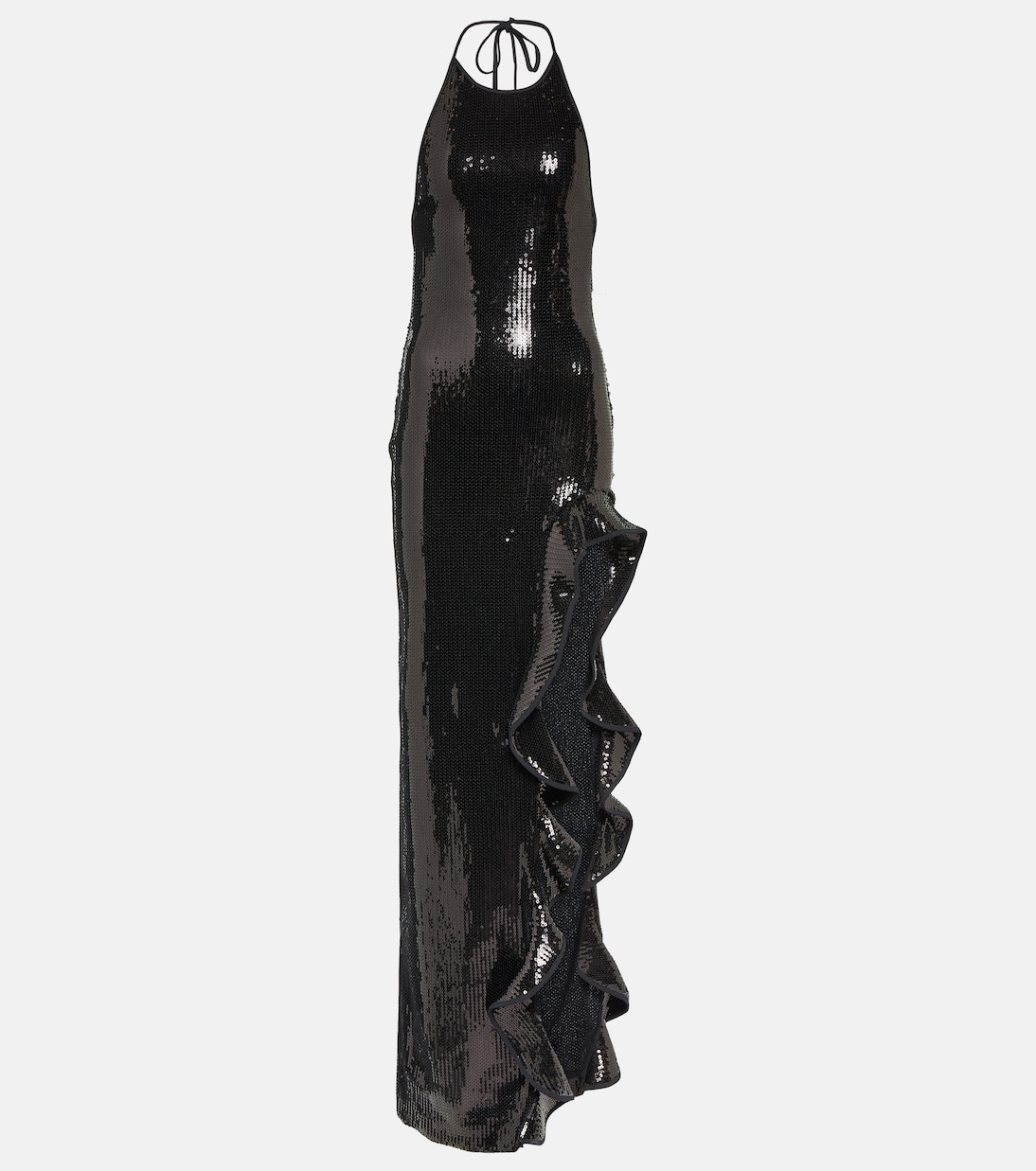 Платье с оборками и пайетками David Koma, черный