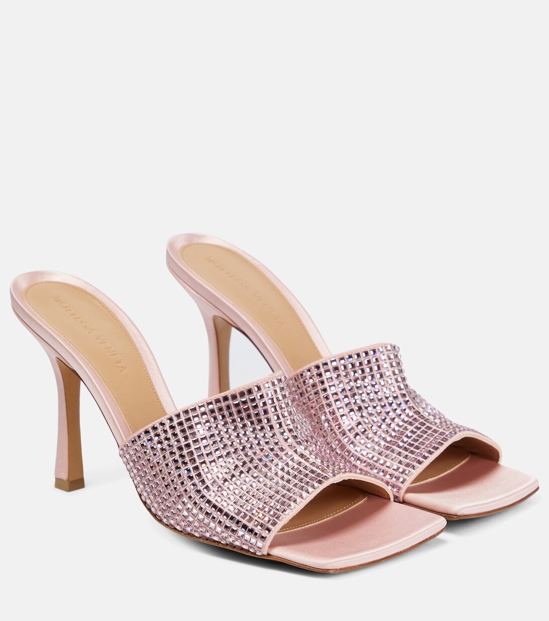 

Мюли из эластичного атласа с украшением Bottega Veneta, розовый