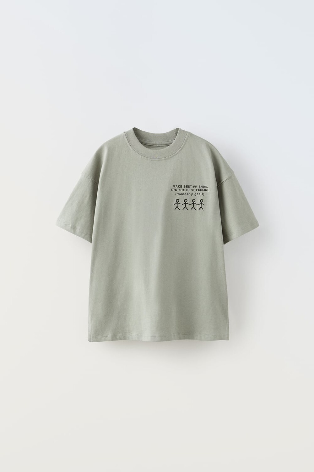 

Футболка с вышивкой ZARA, серо-голубой