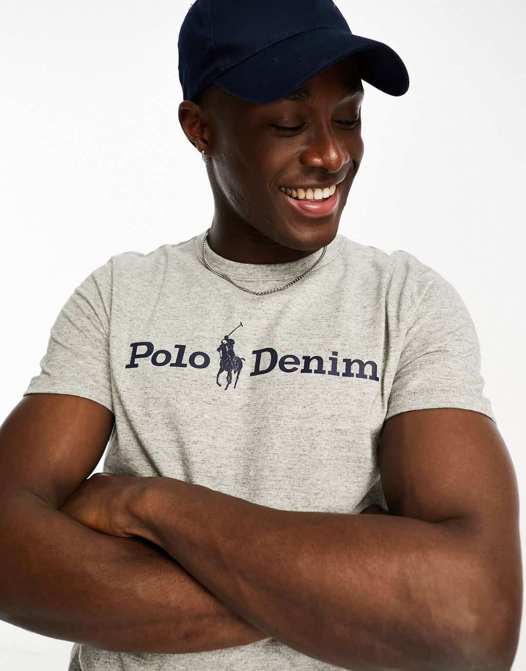 

Серая меланжевая футболка с логотипом Polo Ralph Lauren на заказ, Серый