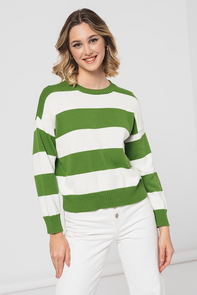 

Полосатый пуловер с заниженными рукавами United Colors Of Benetton, зеленый