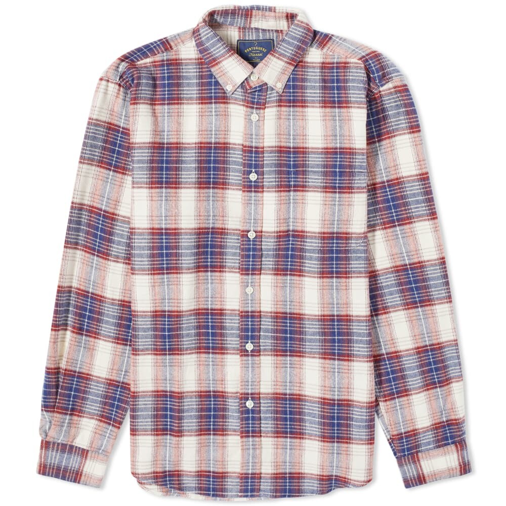 

Portuguese Flannel Рубашка в клетку на пуговицах Liber, белый/красный